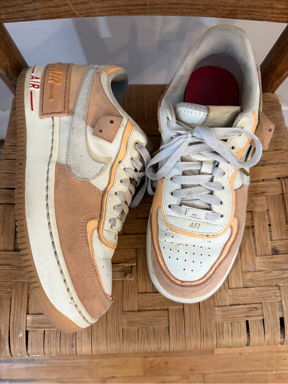 Nike womens Sneakers — Cream, Tan & Light Orange Accents